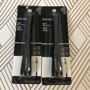 2x Covergirl Get In Line Liquid Eyeliners 0.1 mm Feather Fine Tip Black Crystal